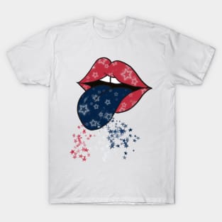 USA mouth, stars, Red, White and Blue T-Shirt